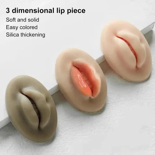 Vista 4 de 3 labios falsos, labios de silicona 3D para práctica de maquillaje, labios falsos de silicona suave, para práctica de tatuajes, para práctica