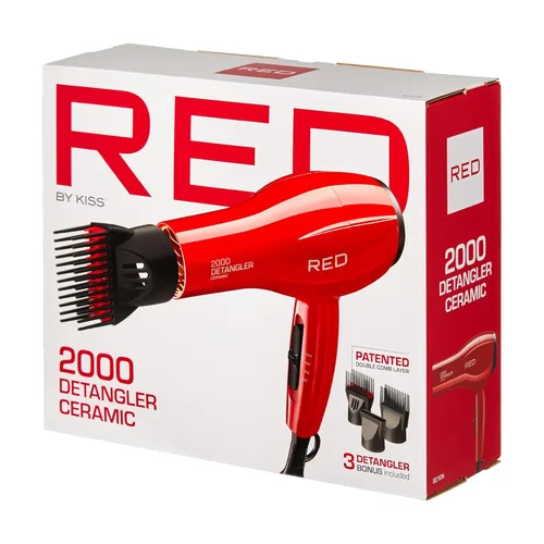 Vista 6 de Kiss Products Red Detangler Dryer Plus 3 Attachments, 1.75 Pound
