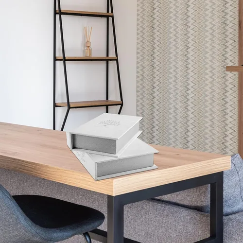 Vista 3 de Cajas decorativas para libros: libros falsos para mesas de café y estanterías, juego de 2 cajas de almacenamiento de moda (árbol de sueño)