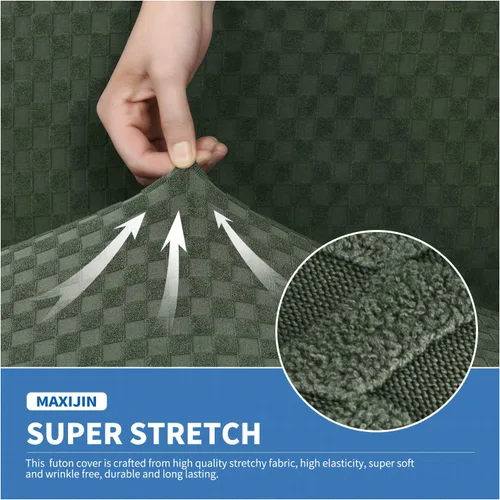 Vista 4 de MAXIJIN Funda de Futón Jacquard Elástica Funda para Sofá sin Brazos Funda Suave para Futón con Parte Inferior Elástica Fundas Protectoras Gruesas