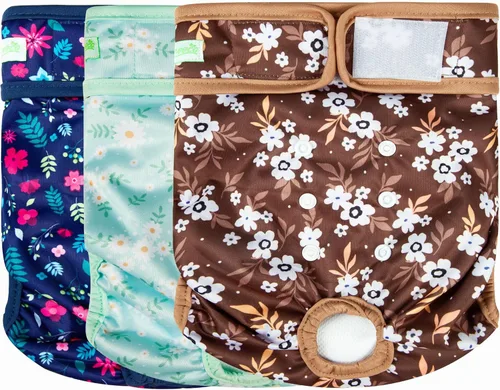 Vista 26 de wegreeco - Pañales lavables y reutilizables para perros (patrón elegante), pañales para perras, paquete de 3 (floral, talla S)