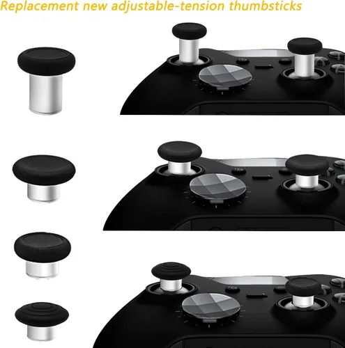 Vista 3 de Palancas magnéticas 6 en 1, metal intercambiable intercambiables para pulgar para mando de Xbox One Elite Series 2, color negro