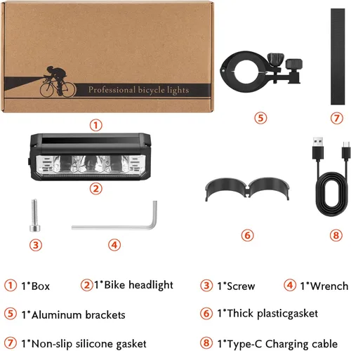 Vista 6 de High Lumens Super Bright Bike Light for Night Riding, USB Rechargeable Bicycle Headlight, Waterproof Bike Headlight, Waterproof Bike Headlight and