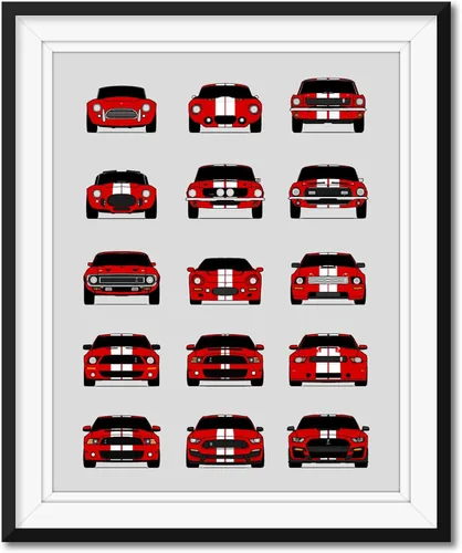 Vista 10 de Custom Car Posters Póster hecho a mano compatible con Shelby Evolution Print Wall Art Decor Best of Shelby Generations, multicolor, 8 x 10 pulgadas