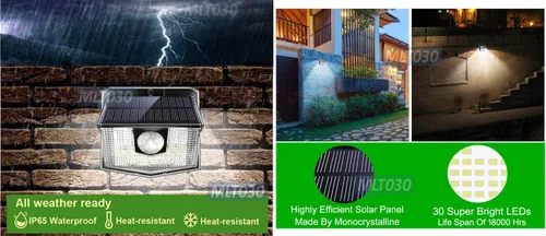 Vista 4 de Luz LED para exteriores de energía solar estupenda con sensor de movimiento PIR con control automático del atardecer al amanecer