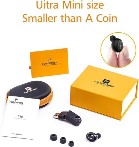 Vista 7 de Auricular invisible inalámbrico pequeño con mini bluetooth de Focuspower F10, con 6 horas de funcionamiento para el carro, con micrófono para iPhone