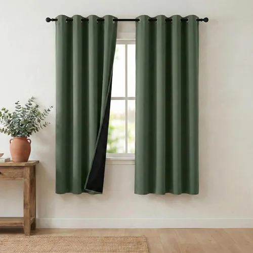 Vista 86 de NICETOWN Cortinas 100% Opacas Cortas de 36 Pulgadas de Largo para Dormitorio, Privacidad Aislamiento Térmico con Ojales Cortinas de Ventana