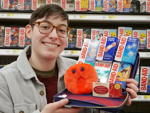 Vista 3 de GIANTmicrobes - Peluche de glóbulos rojos, gota de sangre, banco de sangre, regalos para técnicas de laboratorio, hematología, regalos