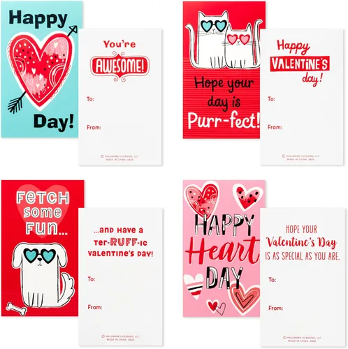 Vista 4 de Hallmark Tarjetas del día de San Valentín y buzón para intercambio de aula escolar, corazones de garabatos