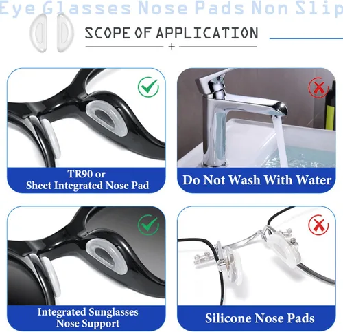 Vista 5 de Consss 10 pares de almohadillas de nariz para lentes antideslizantes y adhesivas suaves de silicona, almohadillas de nariz de 0.059 x 0.276 x 0.591