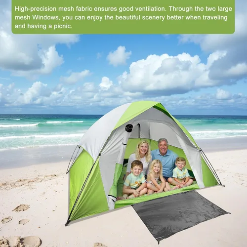 Vista 5 de XL Tienda de campaña con cúpula para 6 personas, doble capa impermeable, desmontable para senderismo, pesca al aire libre (6 personas, verde)