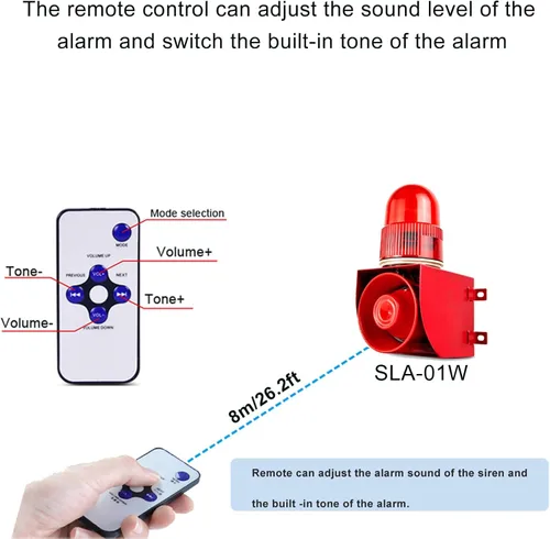 Vista 3 de Sensor de movimiento sirena de alarma 120dB cuerno ajustable impermeable LED luz estroboscópica sirena detector de movimiento sistema de alarma