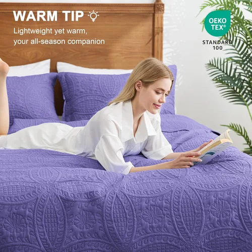 Vista 363 de Edredón de cama tamaño queen Love's cabin, color azul, para cama de verano, de microfibra ligera, estilo moderno, para todas las estaciones, 3
