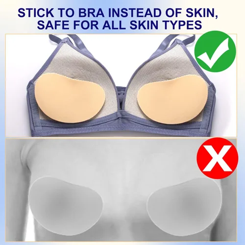 Vista 7 de Sujetador de silicona con relleno para levantar los senos, copas de brasier adhesivas transpirables para mujer (1 par 3 pares), M