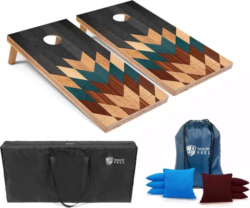 Vista 7 de Tailgating Pros Tablas de Cornhole livianas – Juego de cornhole de 4 x 2 pies con diseño moderno de madera con funda de transporte y juego de 8