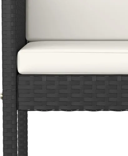 Vista 6 de Taburetes de bar 4 piezas con cojines negro de ratán de poliéster para comedor, sillas de césped para comedor, sillas de mesa de comedor