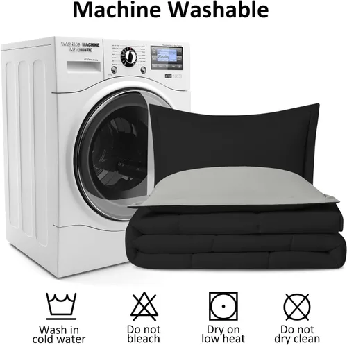 Vista 6 de LOVTEX Juego de edredón de 3 piezas tamaño King, juego de edredón de microfibra lavada ultrasuave para cama tamaño King, edredón reversible