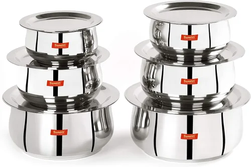 Vista 6 de Sumeet Juego de utensilios de cocina de acero inoxidable con tapa, 1.1, 1.6 L, 2 piezas (acero)