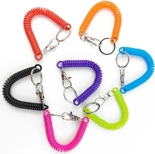 Vista 4 de TIHOOD 14PCS Spiral Retractable Spring Coil Keychain Theftproof Anti-lost Stretch Cord Safety Key Rings