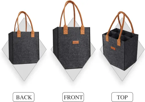 Vista 7 de Bolsa de vino para 6 botellas, aislada, térmica, acolchada, para viajes, picnic, gran regalo para los amantes del vino (gris oscuro)