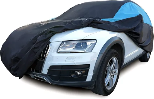 Vista 10 de MORNYRAY Funda impermeable para auto para todo tipo de clima, protección UV, resistente al viento, para exteriores, ajuste universal para sedán Azul