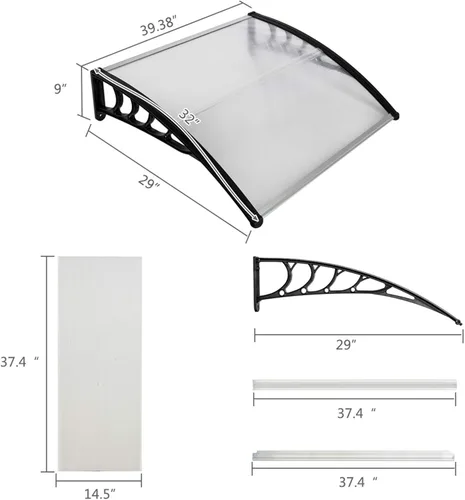 Vista 2 de Toldo para ventana y puerta con dosel, toldo moderno de policarbonato para puerta delantera, toldo para patio con dosel para ventana y puerta