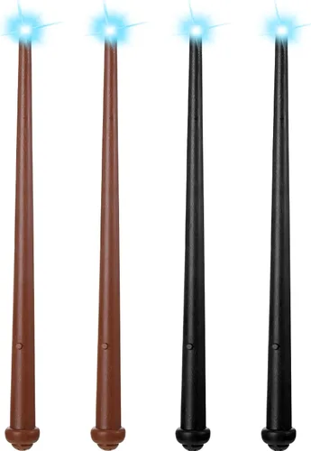 Sumind 4 varitas mágicas iluminadas de princesa de hadas con sonido, varita de mago de bruja iluminadora, accesorio de disfraz para Navidad, fiesta