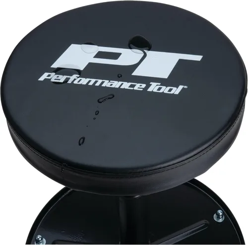 Vista 7 de Performance Tool W85011 Taburete de bar giratorio neumático con respaldo, giro de 360 grados, estructura de acero resistente, negro