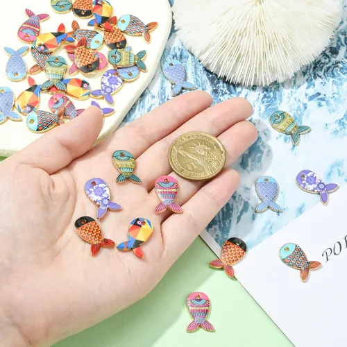 Vista 4 de KitBeads Dijes de aleación esmaltada de estilos mixtos para hacer pulseras y pulseras a granel, Esmalte, No es una piedra preciosa