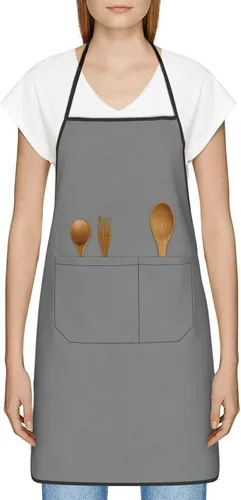Vista 3 de grey Chef Apron for Men and Women - Waterproof Kitchen Chef Apron with Pockets, Perfect for Cooking, Salon & More