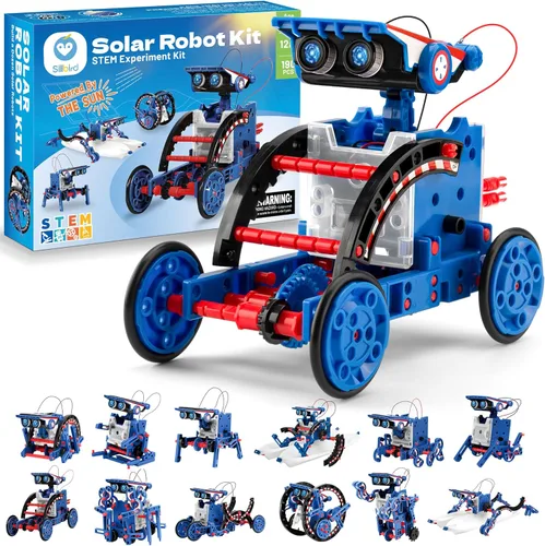 Vista 11 de Sillbird - STEM (ciencia, tecnología, ingeniería y matemáticas) 12 en 1, robot de juguete solar didáctico – 190 piezas de bricolaje, kit