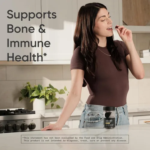 Vista 7 de Sports Research® Suplementos de gomitas veganas de vitamina D3 + K2 - 5000iu Vitamina D con 100 mcg de vitamina K Mk7 - Apoya la salud ósea e