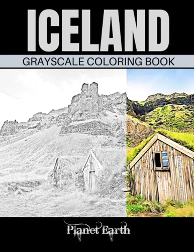 Iceland Grayscale Coloring Book Adult Coloring Book with Beautiful Images of Iceland.