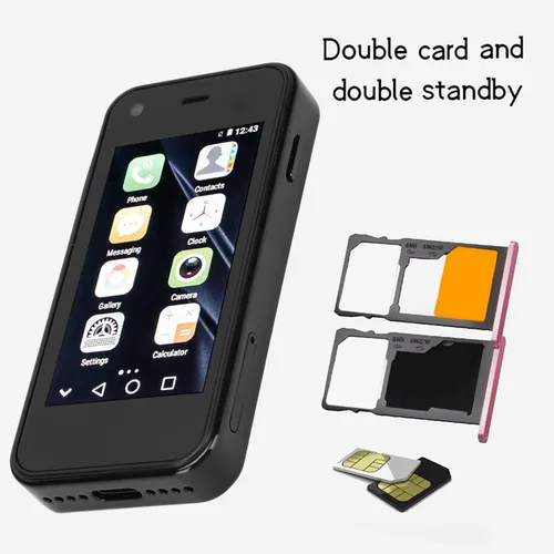 Vista 3 de Mini Smartphone 3G GSM Kids Mobile Phone - 2.5 pulgadas Quad Core Android 6.0, 1GB RAM, 8GB ROM, batería incorporada de 1580mAh, tarjeta SIM dual