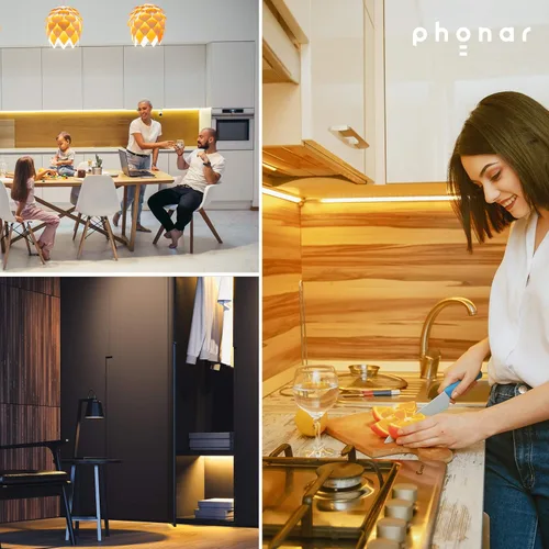 Vista 4 de phonar Lámparas LED de iluminación debajo del gabinete de 36 pulgadas para cocina, armario, LED de color variable bajo mostrador, sensor