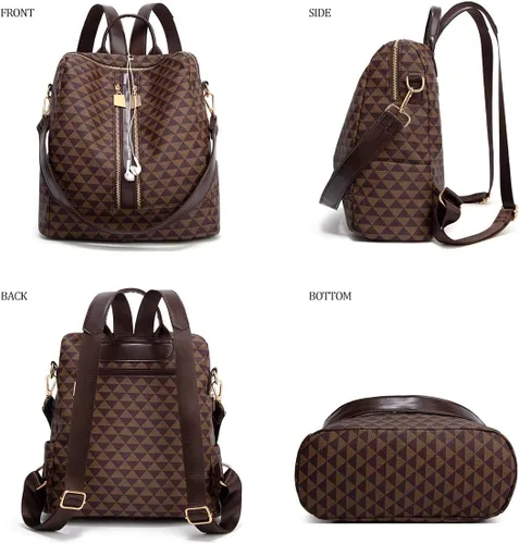 Vista 5 de Makes - Mochila multiusos para mujer, de piel sintética, y diseño convertible con monedero, 2 piezas