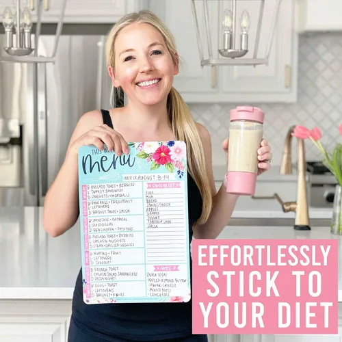 Vista 3 de Planificador semanal de comidas para refrigerador, tablero magnético de menús semanales para la cocina con tabla de conversiones