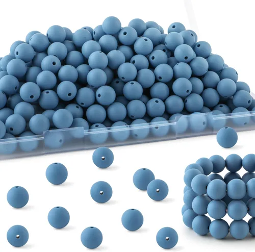 Vista 67 de 160Pcs 12mm de abalorios de silicona para hacer llaveros, pulseras, collares, abalorios redondos de silicona a granel para bolígrafos (negro)