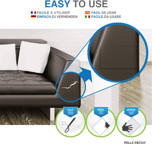 Vista 4 de Pelle Patch - Parche de reparación de cuero y vinilo - 25 colores disponibles - Original 4x60 - Beige
