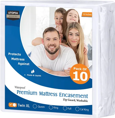 Vista 32 de Utopia Bedding Funda de colchón impermeable de alta calidad, protector de colchón individual con cremallera, 6 pulgadas de profundidad, a prueba