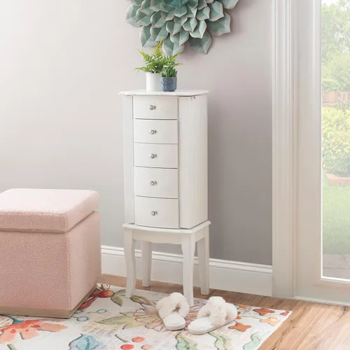 Vista 3 de Powell Muebles Joyería Armario, Blanco, 13"x 9.375"x 35.5
