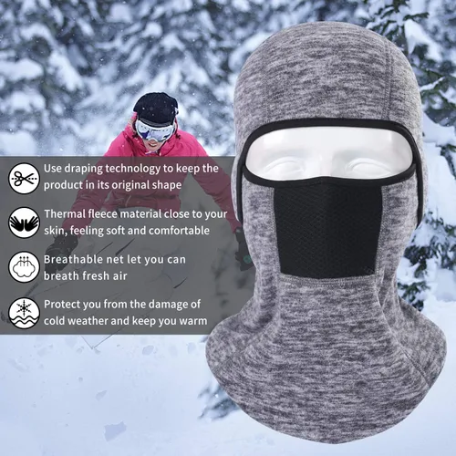 Vista 8 de THINDUST Winter Balaclava Ski Mask for Men Women, Thermal Fleece Windproof Breathable Full Face Mask Neck Warmer