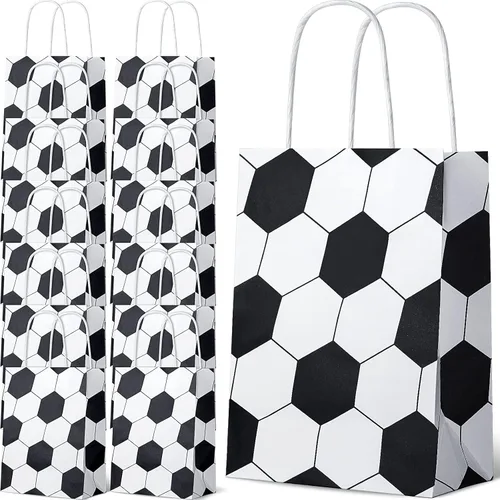 Zonon 24 bolsas de papel de fútbol para fiestas, bolsas de regalo, bolsas de regalo deportivas, paquetes de golosinas para niños y adultos, fiesta