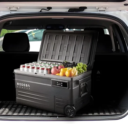 Vista 9 de BODEGA COOLER - Refrigerador de coche de 12 voltios, refrigerador portátil de 80 cuartos de galón, congelador de RV de 75 L de zona única, con Negro