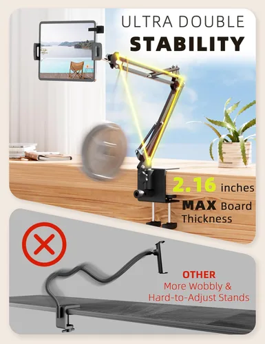 Vista 4 de VOLTIFYMAX Soporte para Kindle con volteador de páginas remoto para lectura en la cama, soporte para tableta, brazo manos libres, compatible