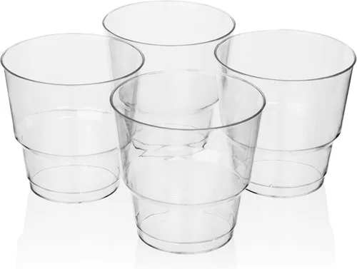 Vista 5 de LSR LORESO Vasos pequeños de fiesta de 5 onzas, paquete de 96 unidades, plástico duro transparente, resistente, grado alimenticio para cócteles