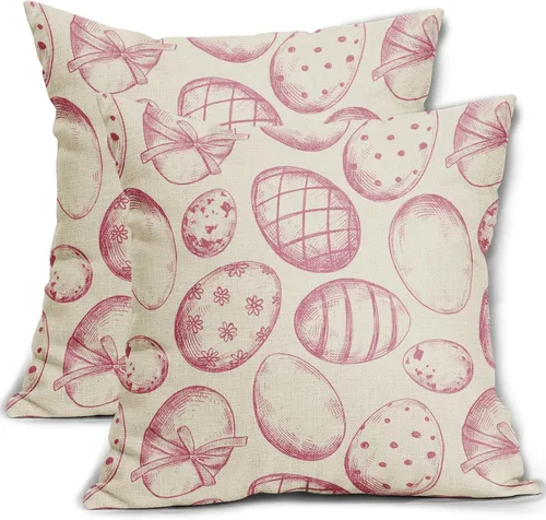 Vista 14 de Sweetshow Juego de 2 fundas de almohada de Pascua de 16 x 16 pulgadas, diseño de conejo negro con temática de Pascua, almohadas decorativas