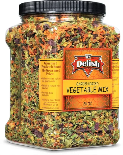 Mezcla de sopa de verduras del jardín por It’s Delish, envase jumbo de 24 OZ | Vegetales deshidratados naturales para fideos ramen, verduras de sopa