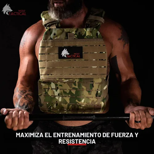 Vista 5 de WOLF TACTICAL Chaleco con peso y placas de chaleco de peso (negro, 14.5 libras)
