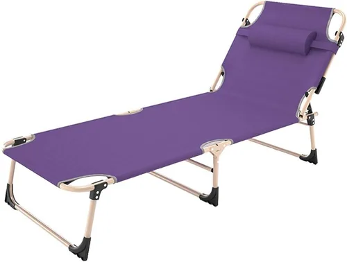 Sun Loungers, Deck Chairs, Summer Sunbeds with Adjustable Backrest, Folding Flat Recliners for Indoor and Outdoor Use(Purple,Without Mattress)